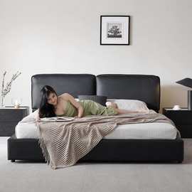 北欧简约现代1.8m双人轻奢床小户型主卧法式复古黑色设计师榻榻米