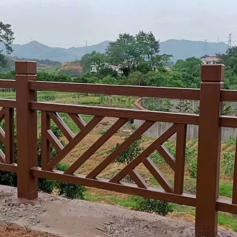 Barandilla de madera de imitación de cemento Barandilla prefabricada de hormigón Camino de tablones de paisaje al aire libre Nueva construcción de jardines Valla de río
