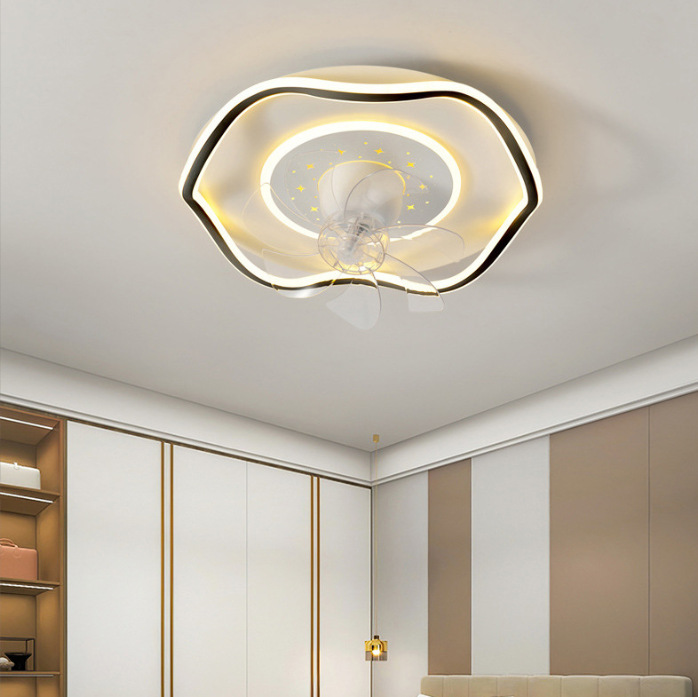 Simple Rotating Shaking Head Bedroom Fan Light Nordic Internet Red Cream Style Children's Room Light Electric Fan Ceiling Lamp Fan