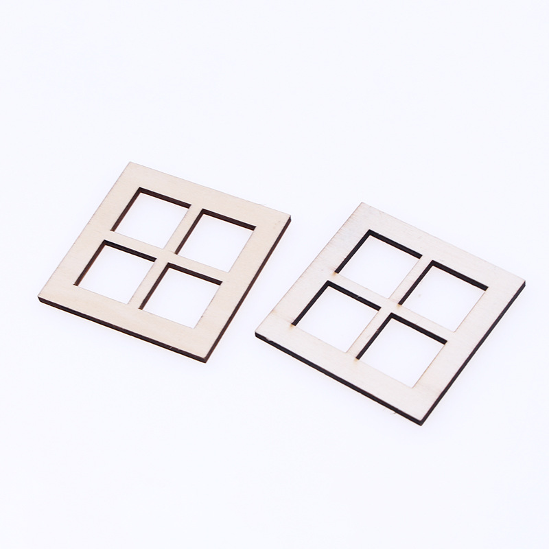 Dollhouse mini embrión liso de madera de cuatro rejillas puerta y Ventana Modelo Navidad puerta ventana Decoración Accesorios