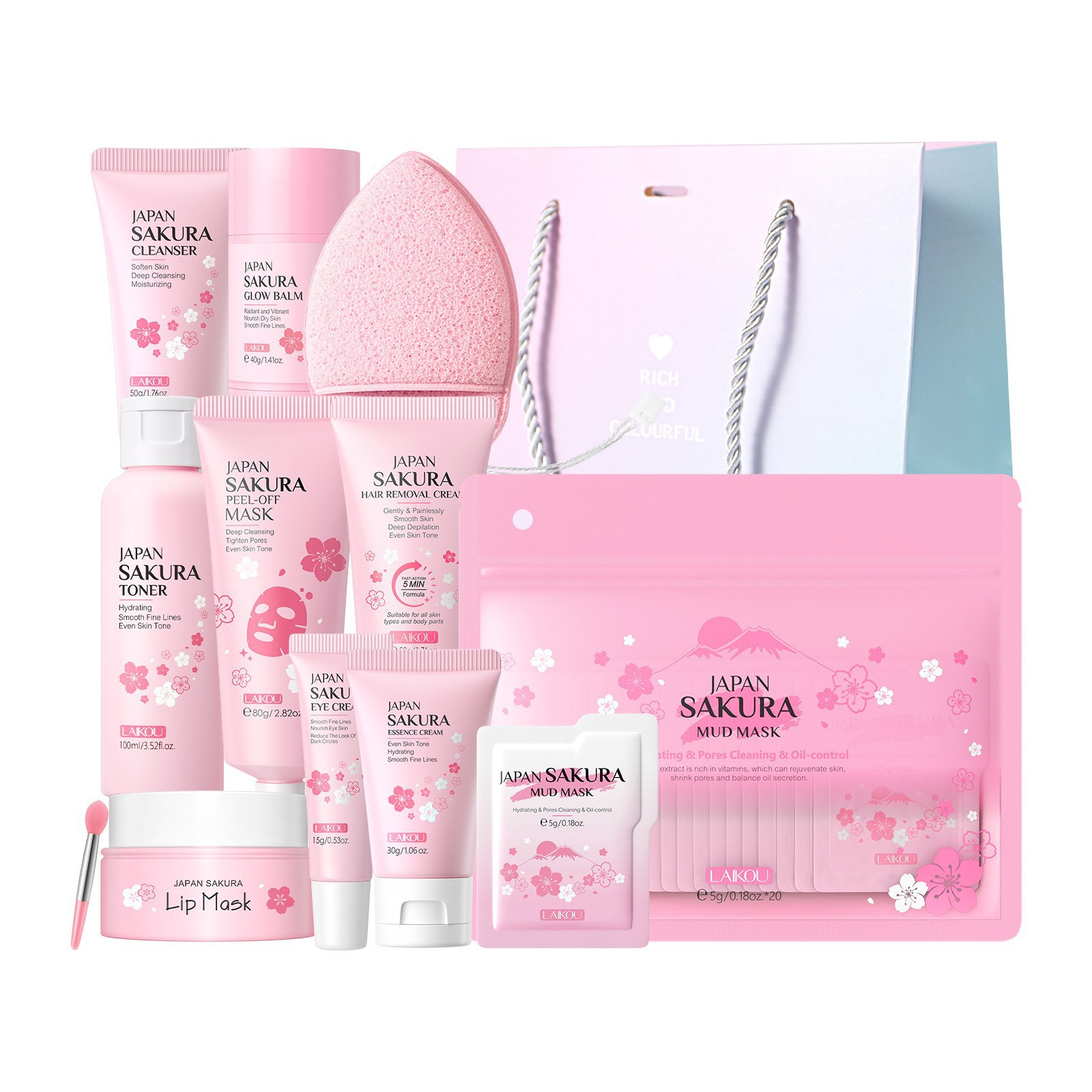 Transfronterizo LAIKOUFENYI serie de cerezo conjunto de cuidado facial hidratación humectante FDA fabricantes de stock image 23