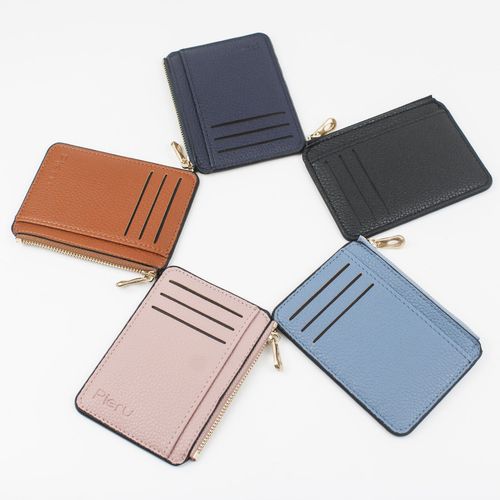New hot-selling fashion vertical style casual card wallet zipper multi-card position zero wallet multifunctional lychee pattern card clip wholesale 