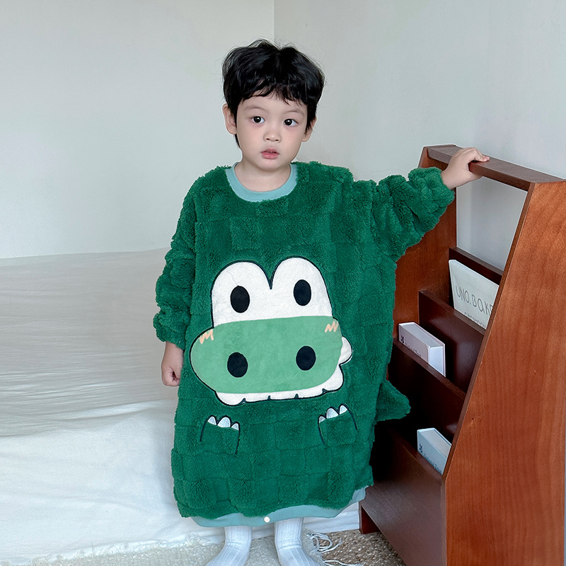 Bebé de franela engrosada camisón de los niños de invierno cálido pijamas de una sola pieza 3.4.5.6 años de edad los niños camisón al por mayor