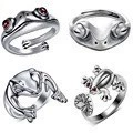 Retro Adjustable Ring Set, Punk Style, Alloy Electroplated, 16-Piece Mix (Adjustable)