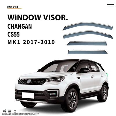 CHANGAN CS55 Plus Plus Window visor (Rain shield) - standard-packing-without-logo-changan-cs55-mk1-2017-2019-pc-with-bright-strip-rain-shield