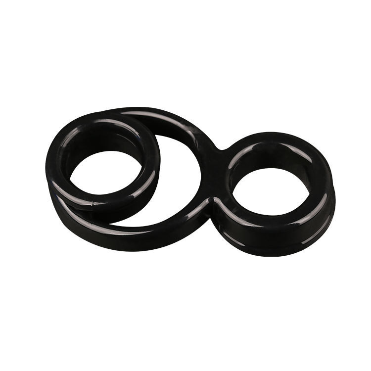 Double Locking Delay Ring, TPE Manual Couples Penis Ring, Black — detail image 2