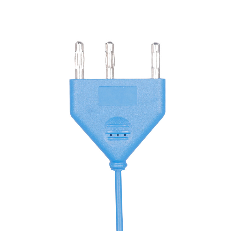 Cable de alimentación para enchufe de lápiz médico de electrodo de alta frecuencia, equipo médico azul, cable de conexión de lápiz eléctrico de tres núcleos de una sola etapa