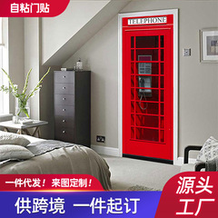 Shangyi Personalized 3D Creative Entry Door Wardrobe Decorative Wall Sticker Self-Adhesive Bathroom Door Renovation Manufacturer Wholesale Door Sticker