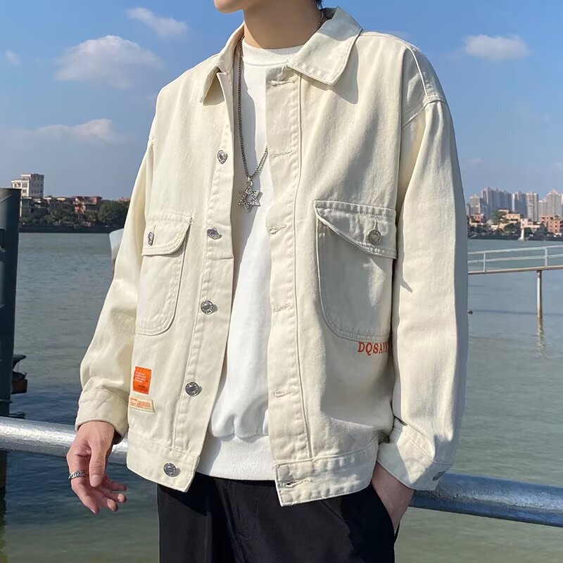 Denim Jacket 2025 New Denim Jacket Men's Slim Jacket Trendy Brand Spring & Fall Casual Workwear Top