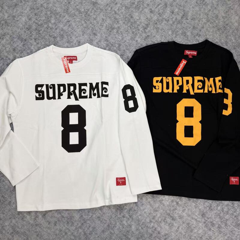 2025 New Sup American Retro Jersey Letter Print Long-Sleeve T-Shirt Unisex Loose Versatile Trendy Brand Top