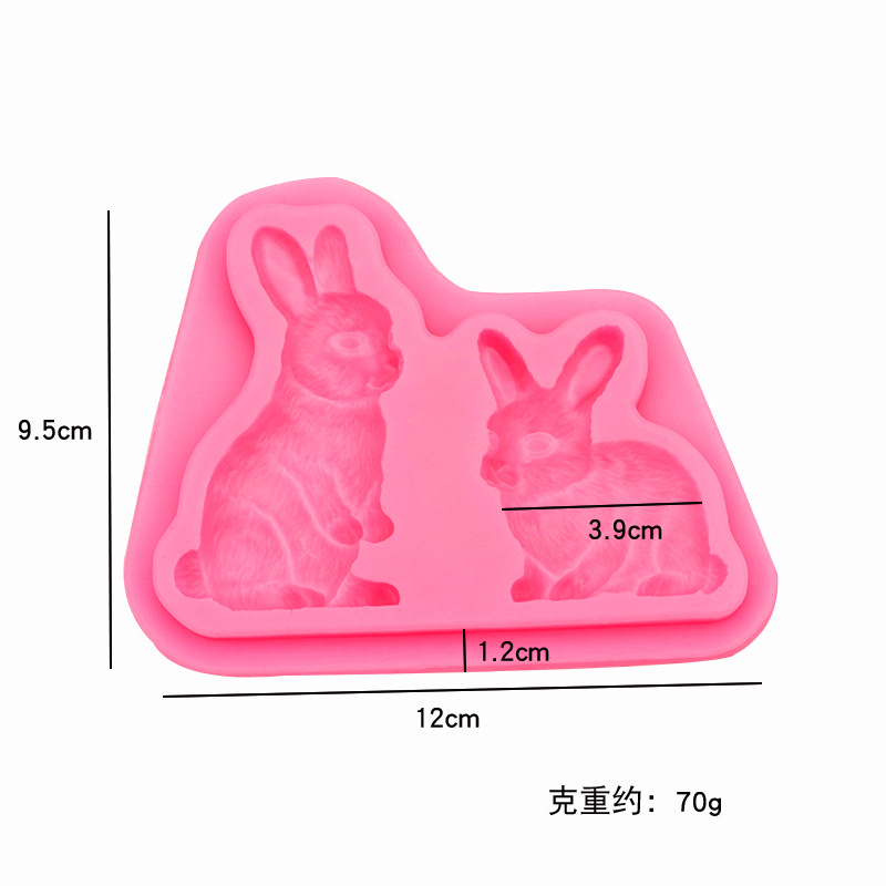 Conejo blanco hornear pastel de chocolate DIY molde de silicona molde decorativo de yeso de arcilla ultraligera