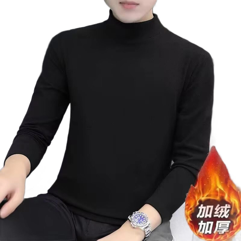 Wow Quick Return Customized Autumn and Winter Men's Velvet Long-Sleeved T-Shirt Basic Half Turtleneck Intimates Slim Bottoming Shirt Autumn Clothes Wow Quick Return Customized Autumn and Winter Men's Velvet Long-Sleeved T-Shirt Basic Half Turtleneck Intimates Slim Bottoming Shirt Autumn Clothes