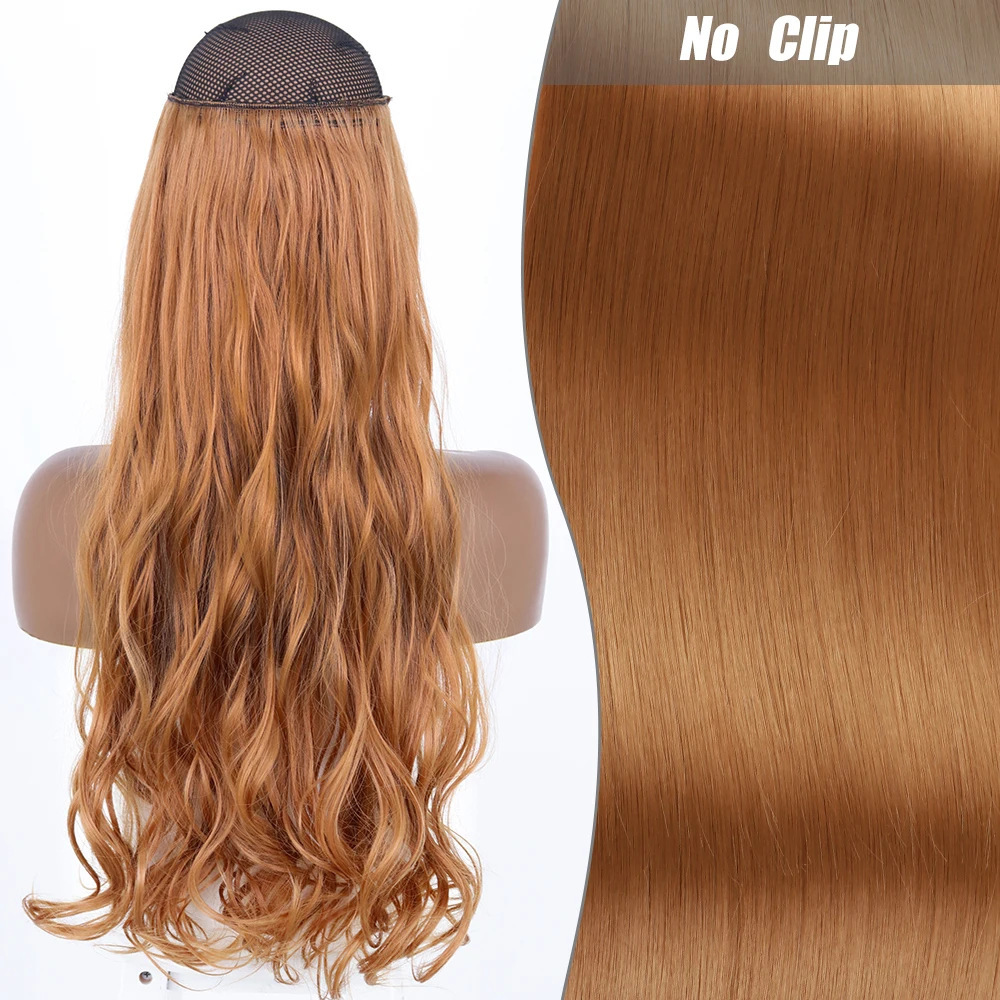 Una pieza de pelucca europea y americana ajusta el cabello rizado largo de las mujeres ondas grandes extensiones de fibra química de cabello de línea de pescado clip cabello