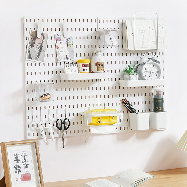 Extra-Large Perforated Board Self-Adhesive No-Drill Storage Rack for Kitchen Wall, Nail-Free Hanging Board for Bathroom Wall Storage