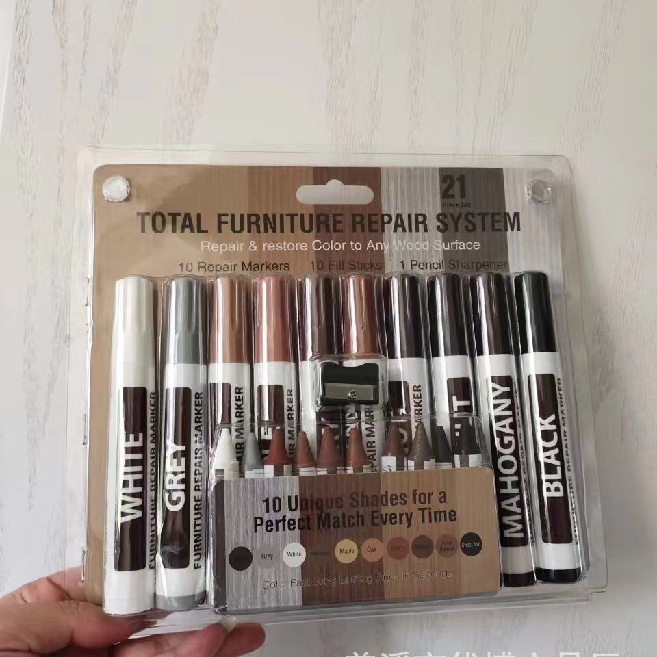 [Promoción de Septiembre en Existencia] Rotulador para Reparación de Pisos, Rotulador para Restauración de Color de Muebles y Puertas de Madera, Crayones, Sacapuntas