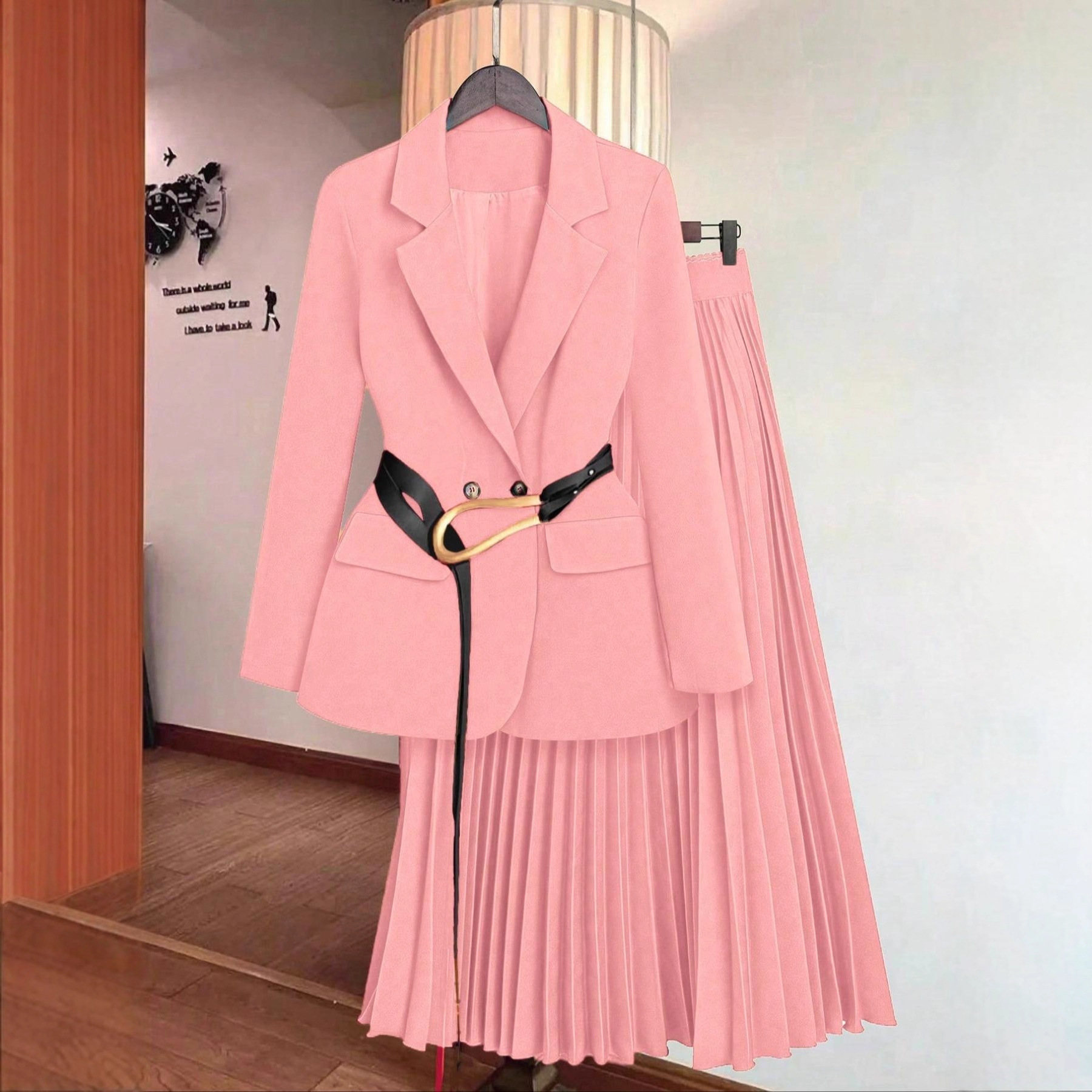 Tailored Blazer & Mermaid Skirt Set – European Office Chic With Structured Silhouette_voghion.com