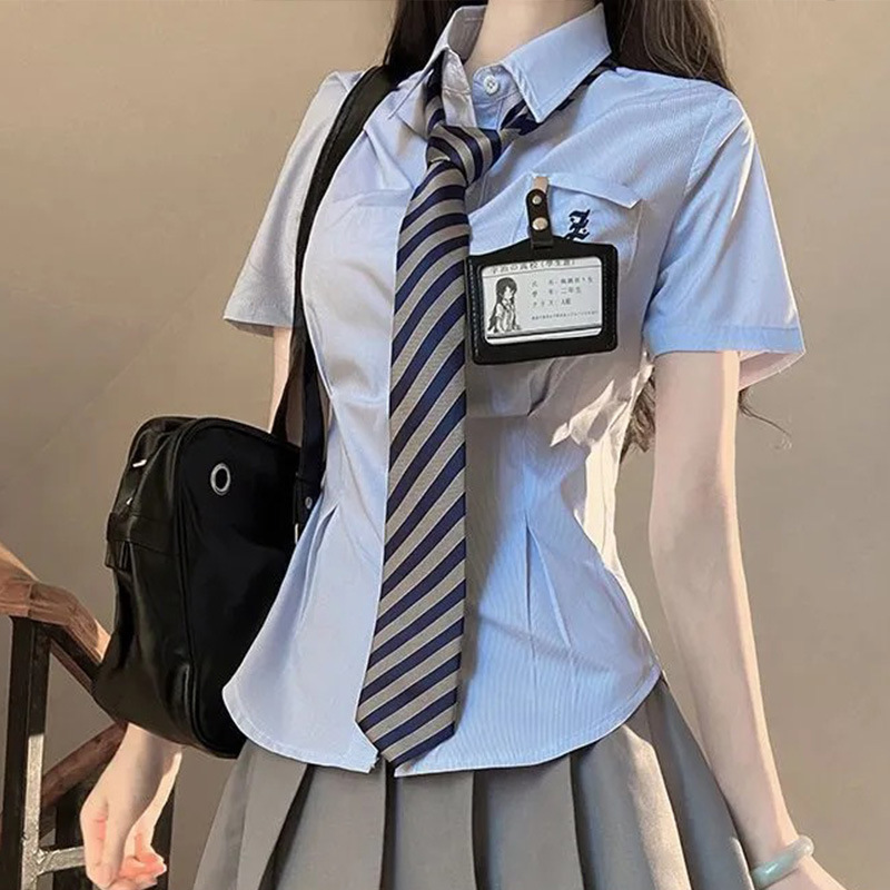 JK カレッジスタイル レイジー フリーシャツ ネクタイ レディース レッド ブラウン ストライプ ブルー 手結びネクタイ コーヒー色 在庫あり|undefined