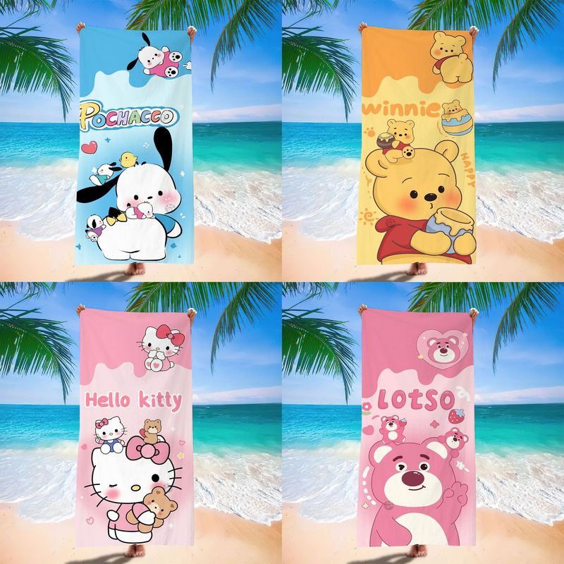 Cross-Border Popular Sanrio Beach Towel Children's Cartoon Quick-Drying Beach Towel Microfiber Digital Printing Bath Towel