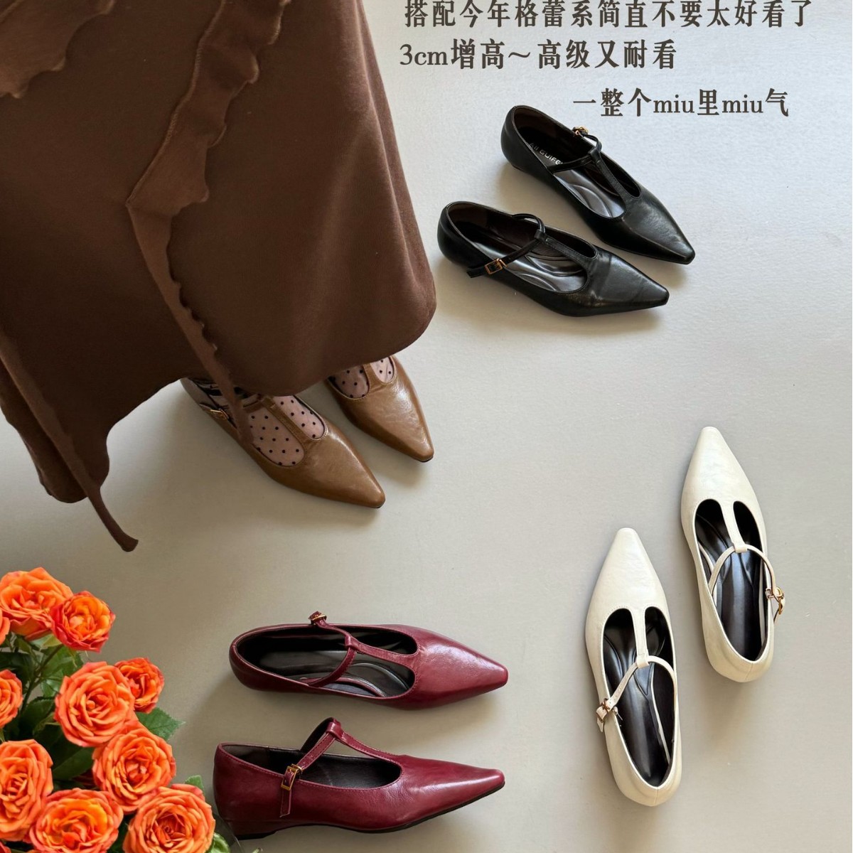 2026 New Commuter Mary Jane Women's Shoes, Spring Pointed-Toe Fashion Low-Heel Single Shoes, Niche T-Strap Evening Style