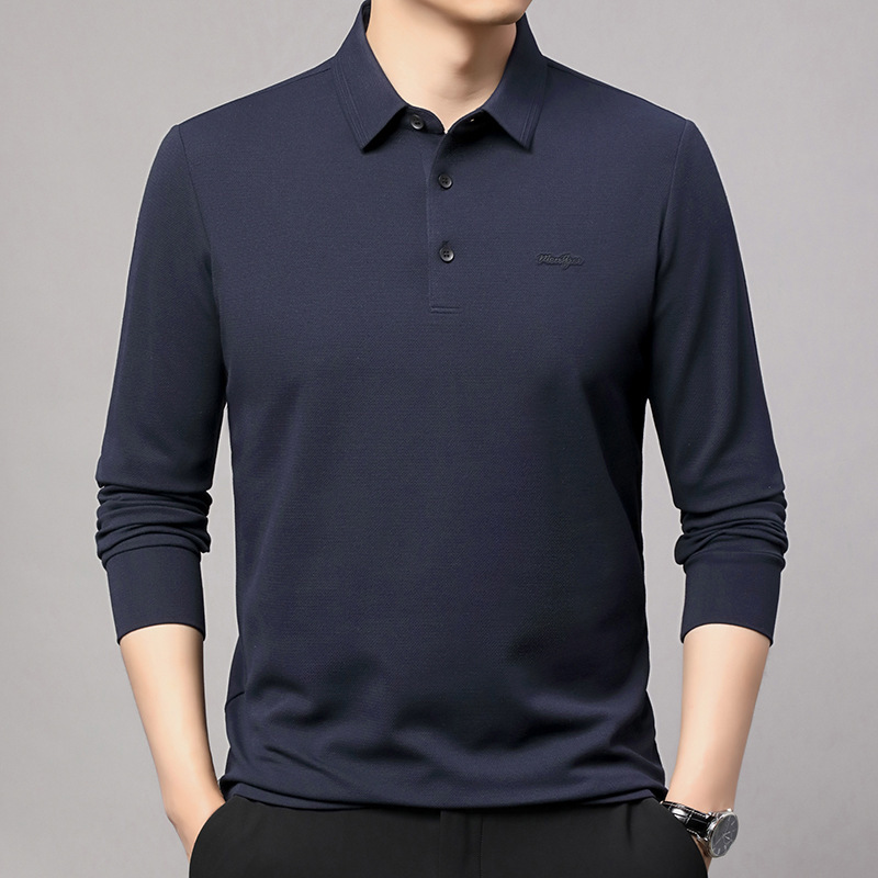 Brand Genuine 100 Pure Cashmere Sweater Men's 2025 Autumn and Winter Middle-Aged Lapel Sweater Long-Sleeved T-Shirt Knitted Bottoming Shirt