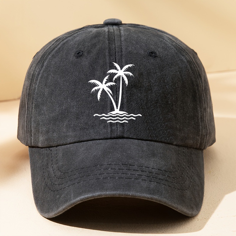 154g Weight Baseball Cap Hats Type Daily Occasion Cotton Material Coconut Tree Pattern Summer, Spring, Autumn Season Unisex Gender Printing Design Simple Style Style Curved Eaves Rim Unisex Simple Style Coconut Tree Printing Curved Eaves Baseball Cap 5
