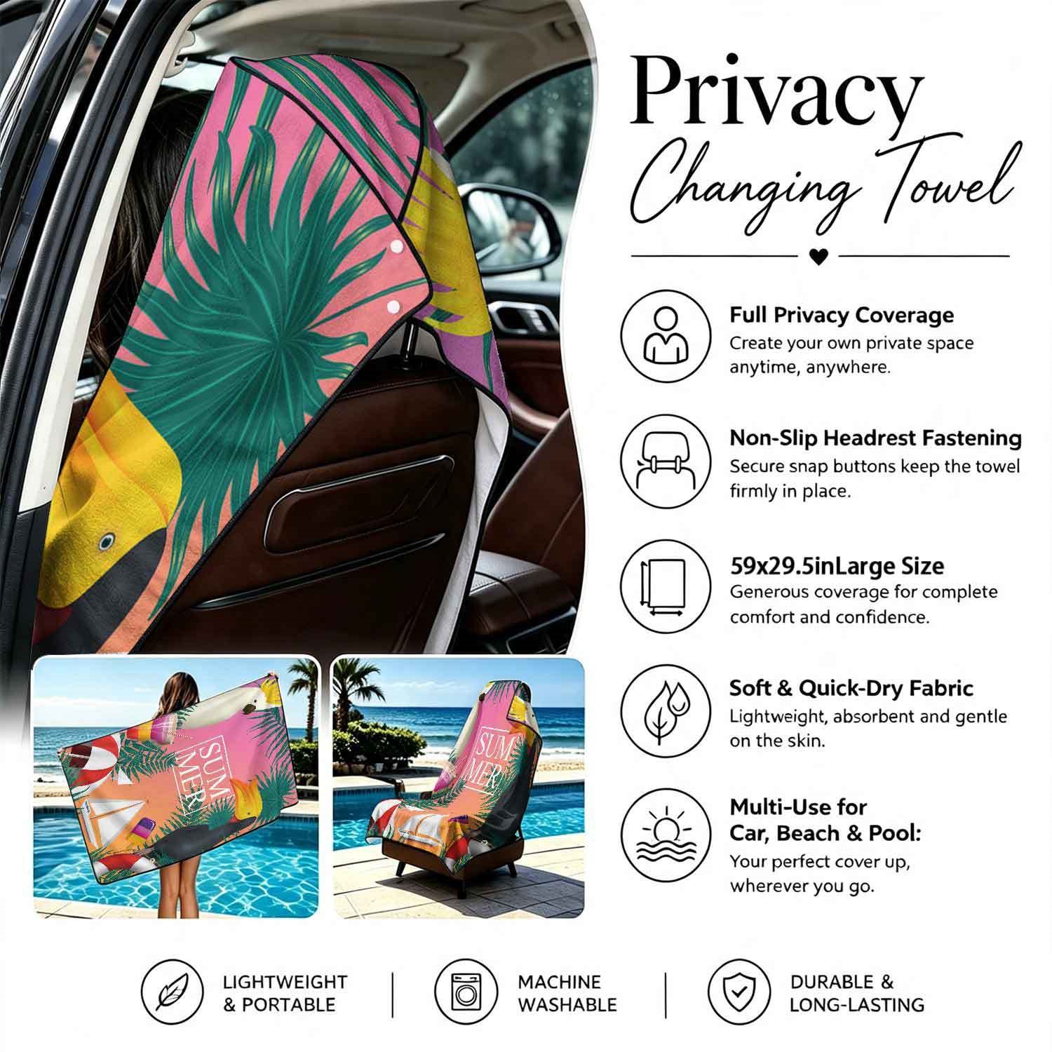 Summer bath towel and car seat cover 2-in-1, ultra-fine fiber outdoor beach and car dual-use universal seat cushion
