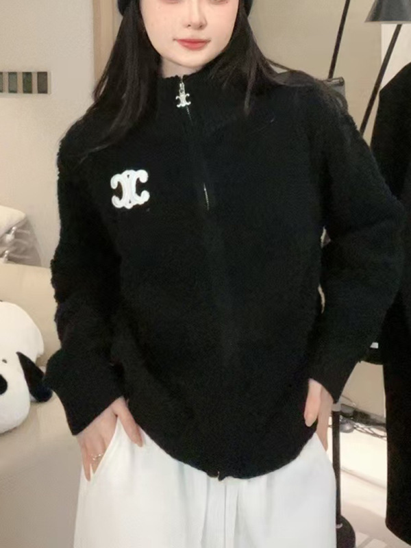 春秋款刺绣温柔风菱格设计修身显瘦外穿针织秋冬拉链开衫毛衣外套|undefined
