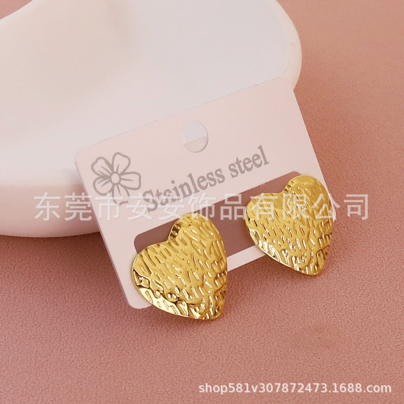 复古法式经典图案爱心耳钉约会礼物优雅轻奢高级感简约钛钢饰品女|undefined