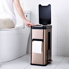 JAH 誘導トイレトイレ家庭用ステンレス鋼金属全自動スマート電気ゴミ箱蓋付き