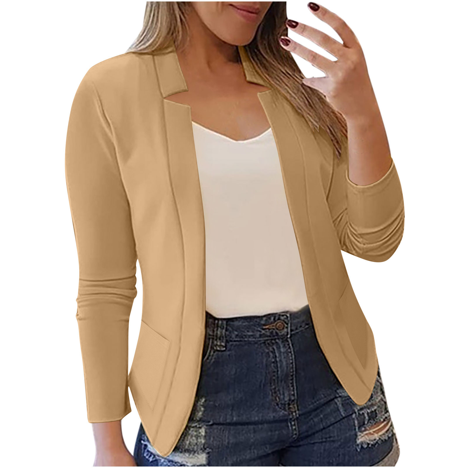 Casual Professional Blazer Jacket For Women In Solid Colour_voghion.com