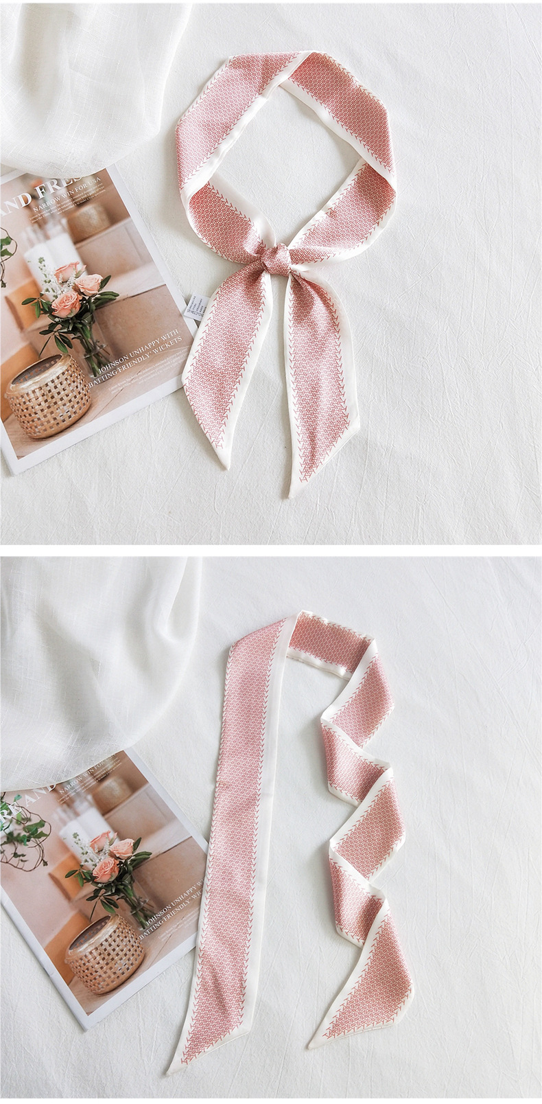 30g Weight Silk Scarf Classification Travel Occasion Unisex Gender Sweet Style Khaki, Grey, White, Purple, Red, Green, Blue, Yellow, Black Color Fashion Narrow Long Small Silk Scarf 4
