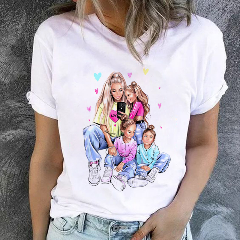 Mujeres Camiseta De Manga Corta Manga Corta Camisetas Impresión Moda Mamá Impresión display picture 1