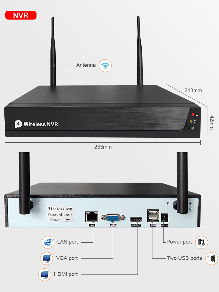 Tuya Kablosuz Akıllı 2 Megapiksel HD Ağ Paketi NVR Üreticisi Toptan 4'lü Set Güvenlik Kamerası