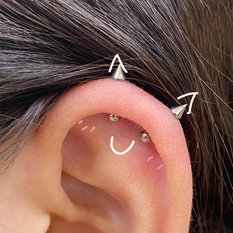 Simple Pointed Cone Ball Ear Bone Nail Demon Nail Punk Rivet Pointed Rack Japanese and Korean Men's Fashion European and American Cross-border