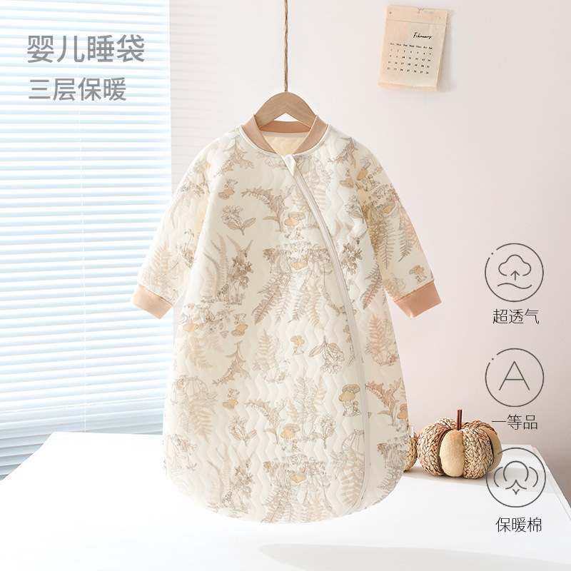 Baby warm sleeping bag for spring and autumn, padded U-shaped thickened sleepwear for newborns, zipper-style multifunctional anti-kick blanket