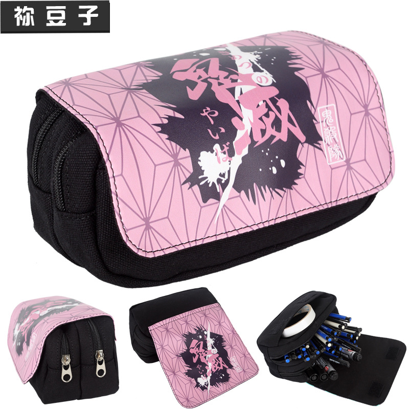 跨境貨源 鬼滅筆袋 豆子 龍貓 海賊王火影忍者角落生物帆布筆袋