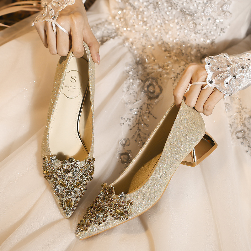 C333-67 Women's 2025 New Banquet Crystal Sequin Wedding Shoes Pointed Toe Shallow Mouth Easiest for Match Bridal Shoes 34-43 C333-67 Women's 2025 New Banquet Crystal Sequin Wedding Shoes Pointed Toe Shallow Mouth Easiest for Match Bridal Shoes 34-43