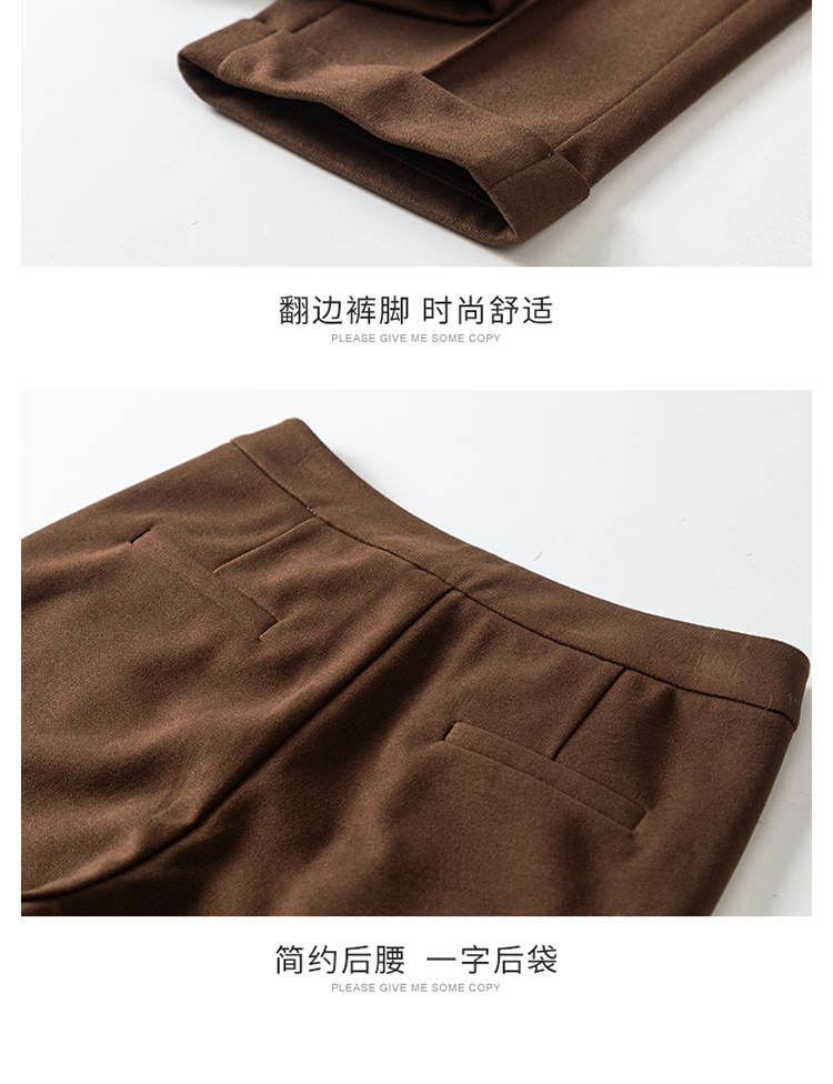 Quần len ống đứng nữ cạp cao dáng suông — Màu đen chi tiết 24