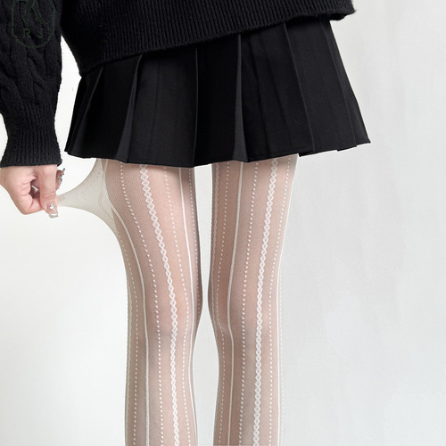 Floral floral jacquard vertical lace exquisite pattern romantic retro jacquard sexy pure desire thin transparent pantyhose