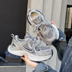 真皮老爹鞋女2025秋季新款小怪兽运动风休闲鞋百搭厚底透气跑步鞋
