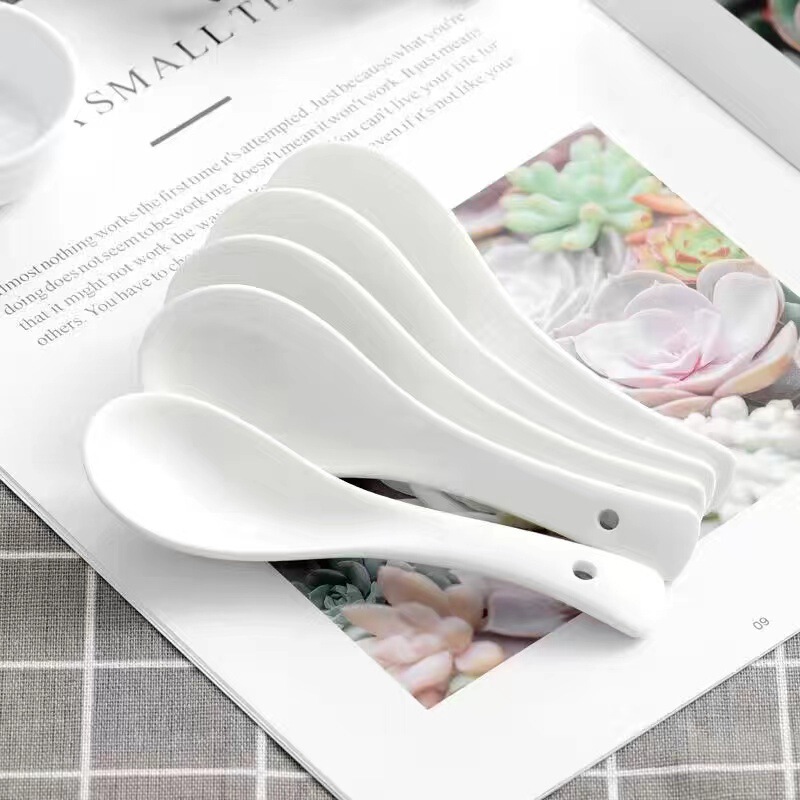 【】Pure White Ceramic Small Spoon, Soup Spoon, Restaurant Tableware, One-Dollar Store, Department Store, Food-Grade, Simple Style 【】Pure White Ceramic Small Spoon, Soup Spoon, Restaurant Tableware, One-Dollar Store, Department Store, Food-Grade, Simple Style