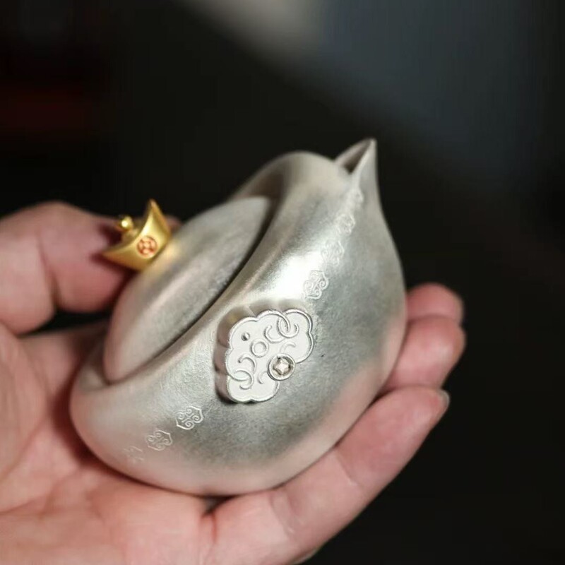 Yixing Purple Clay Teapot [One Ingot of Silver, Guaranteed to Win] Handmade Kung Fu Tea Set with Silver-Plated Teapot