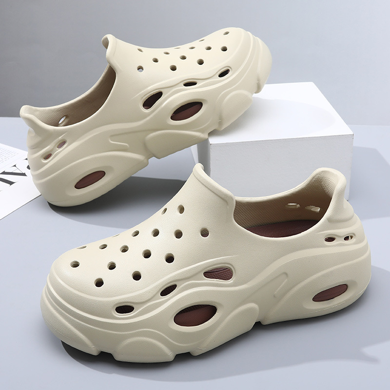 Croc Shoes Men's Thick-Soled Non-Slip Two-Wear Couple's Sandals and Slippers with a Poop-Feeling Feel and High-End Versatile Slippers