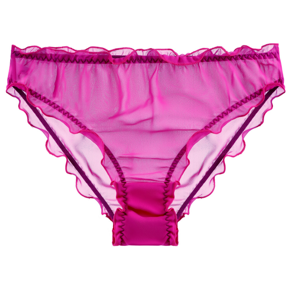 Lady Mulberry Silk Panties Translucent Chiffon Sexy Briefs Ruffled Underwear - Picture 23 of 23