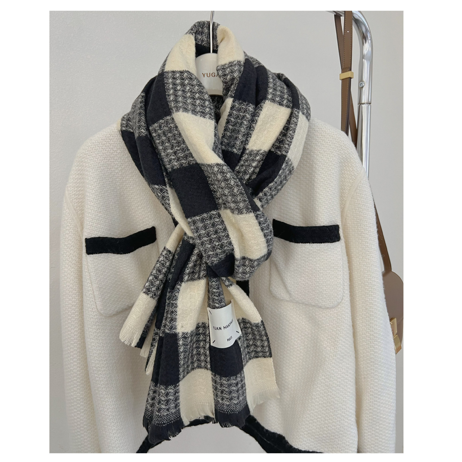 Sciarpa a quadri da donna autunno inverno stile versatile_voghion.com