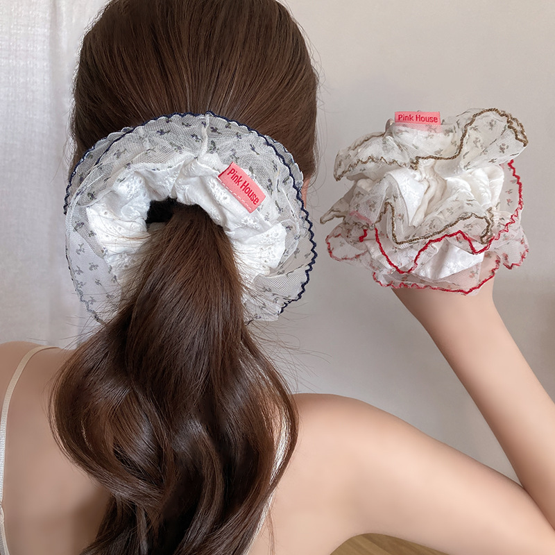 encaje coreano plegado anillo de cabello de intestino para mujeres 2025 nuevo estilo de cabello de alta calidad cuerdas de cabello super grandes adornos para el cabello
