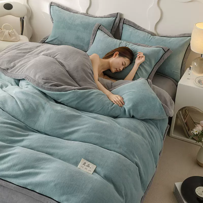 可拆洗被子冬季带被套全套双拼牛奶绒冬被羊羔绒棉被被芯加厚批发