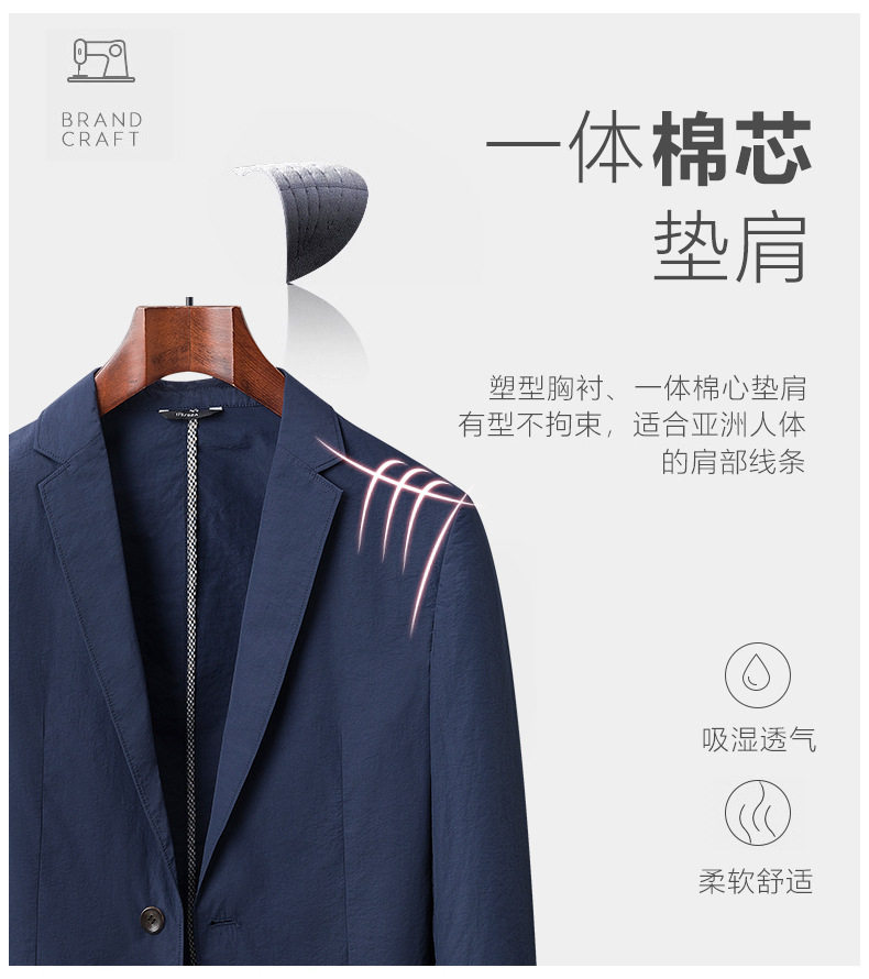 Áo vest nam mỏng nhẹ thoáng khí dáng thon, chất liệu hơi nhăn một lớp chống nắng, tay dài — Kaki, Màu trắng, Màu đen, Xanh lam đậm chi tiết 5