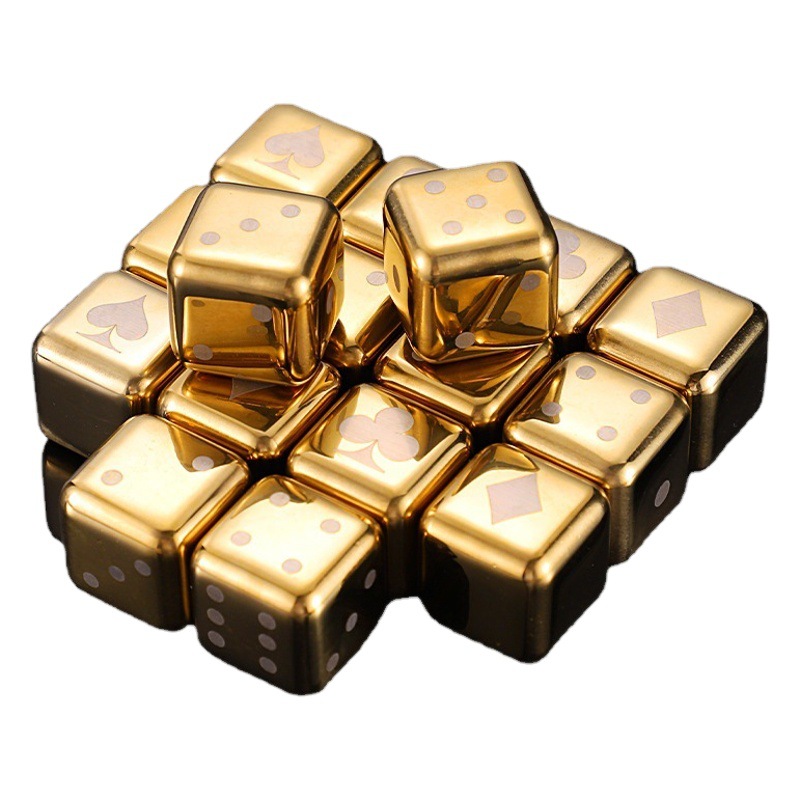 304 quick-frozen stainless steel Ice Cube wine supplies wine handle whiskey ice sprinkling stone metal ice particles iron dice gift box
