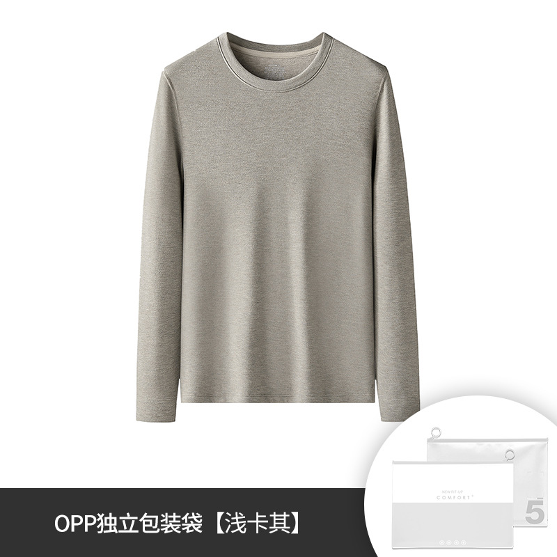 [Con lana] Nueva camisa de fondo de terciopelo de seda de otoño e invierno para mujer transfronteriza, cuello redondo, abrigo grueso en stock